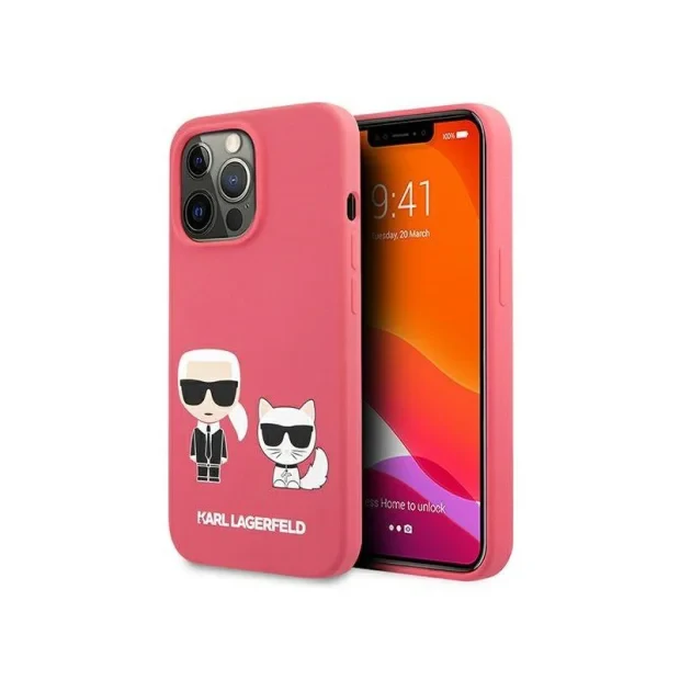 Husa Cover Karl Lagerfeld Choupette Liquid Silicone pentru iPhone 13 Pro Pink