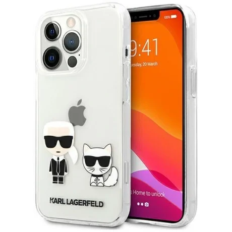 Husa Cover Karl Lagerfeld Ikonik Embossed and Glitter pentru iPhone 13 Pro Clear