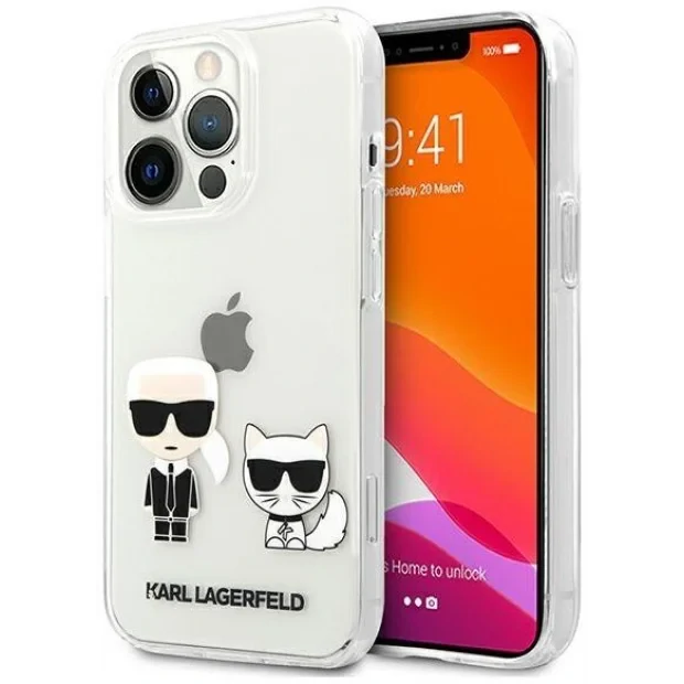 Husa Cover Karl Lagerfeld Ikonik Embossed and Glitter pentru iPhone 13 Pro Clear