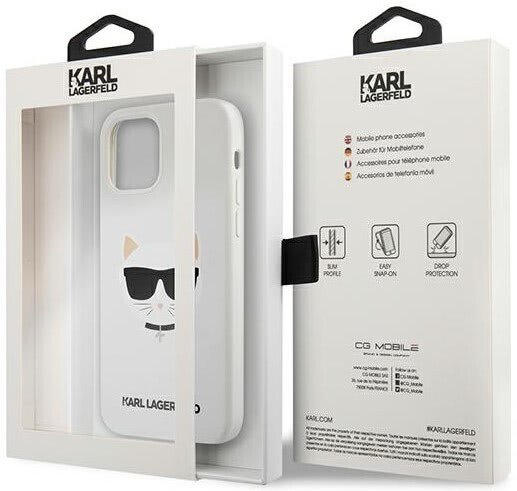 Husa Cover Karl Lagerfeld Choupette Head Silicone pentru iPhone 12 Pro Max White thumb