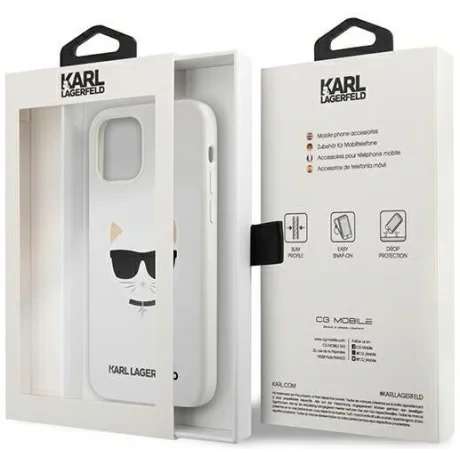 Husa Cover Karl Lagerfeld Choupette Head Silicone pentru iPhone 12 Pro Max White