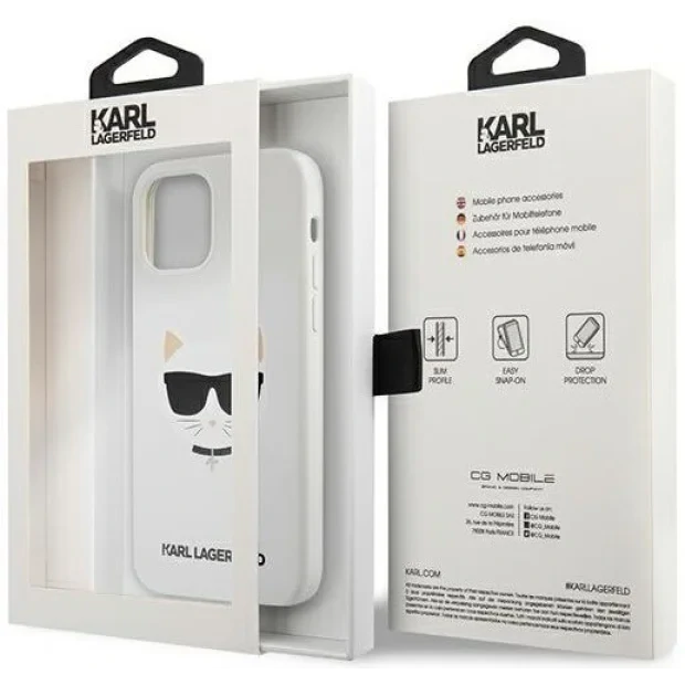 Husa Cover Karl Lagerfeld Choupette Head Silicone pentru iPhone 12 Pro Max White