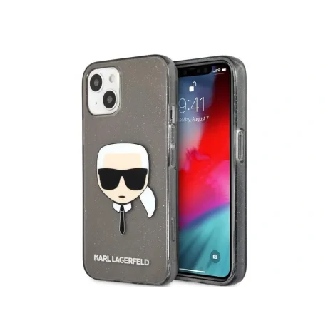 Husa Cover Karl Lagerfeld Full Glitter Karl Head pentru iPhone 13 Black