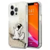 Husa Cover Karl Lagerfeld Liquid Glitter Choupette Eat pentru iPhone 13 Pro Gold