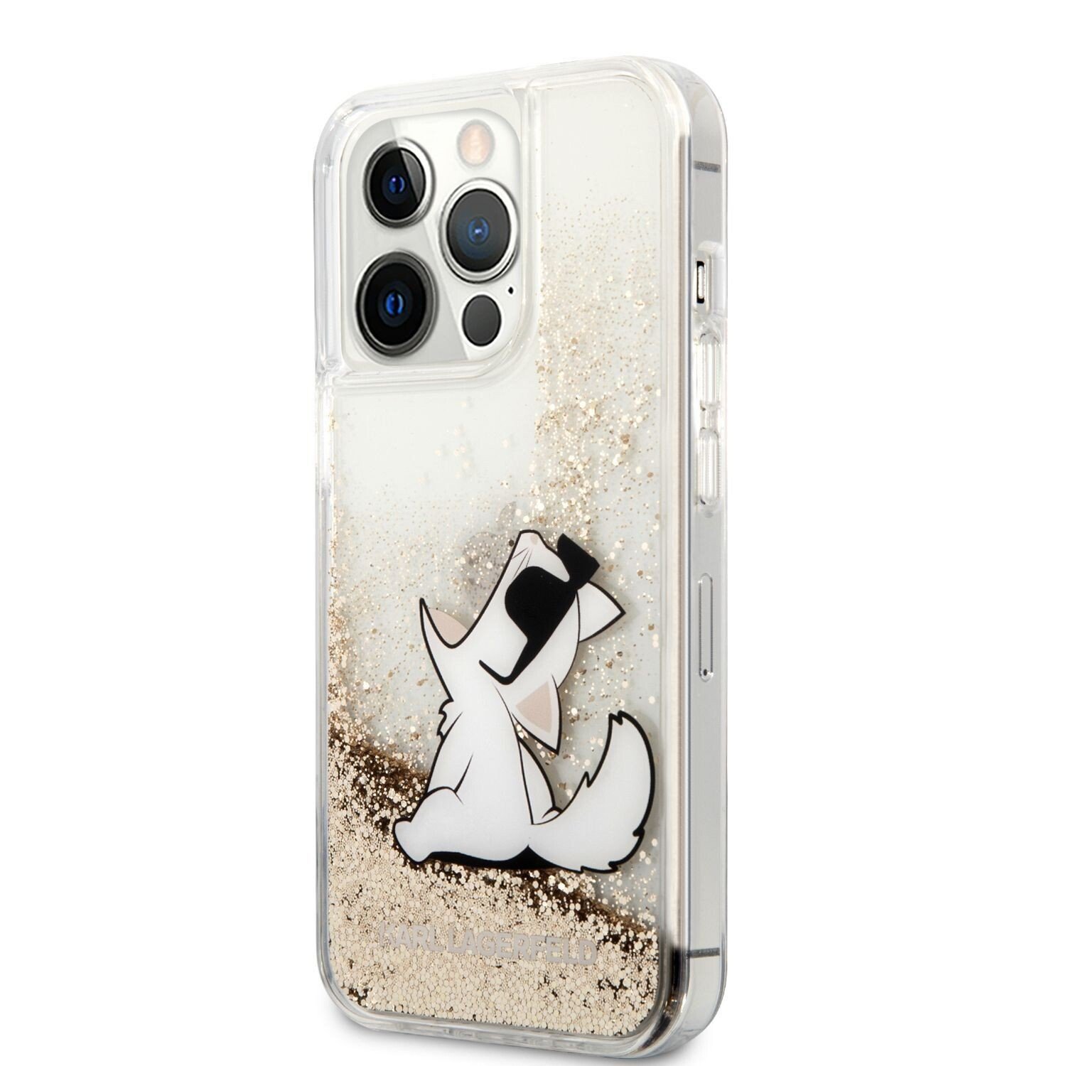 Husa Cover Karl Lagerfeld Liquid Glitter Choupette Eat pentru iPhone 13 Pro Gold thumb