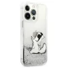 Husa Cover Karl Lagerfeld Liquid Glitter Choupette Eat pentru iPhone 13 Pro Max Silver