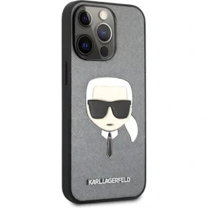 Husa Cover Karl Lagerfeld Saffiano K&amp;C Heads pentru iPhone 13 Pro Silver