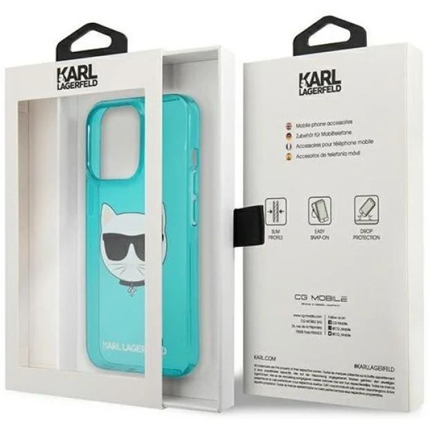 Husa Cover Karl Lagerfeld TPU Choupette Head pentru iPhone 13 Pro Max Blue