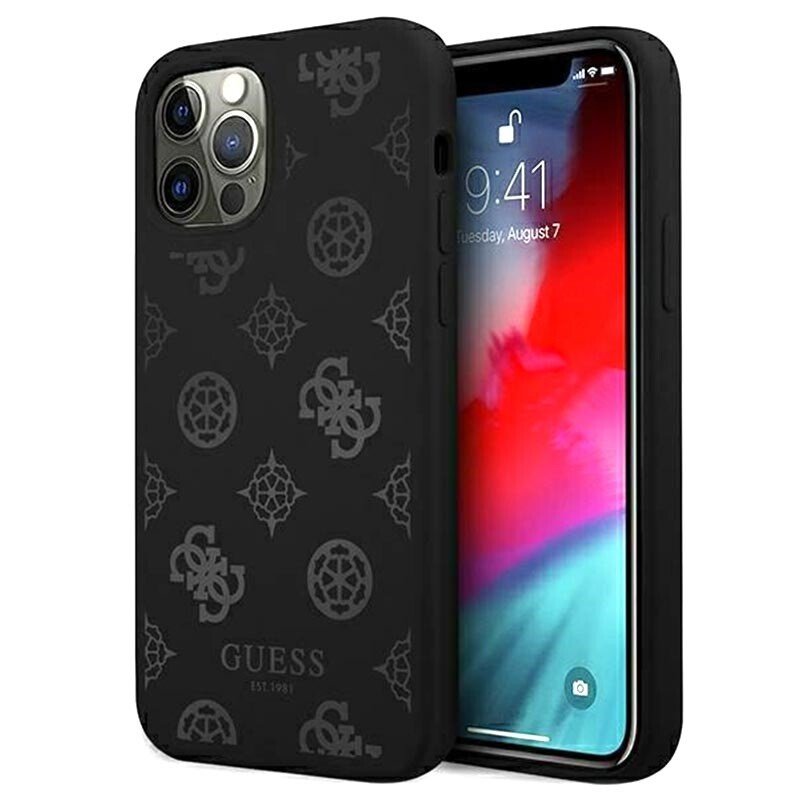 Husa Cover Guess Silicone pentru iPhone 12 Pro Max Tone On Tone Black thumb