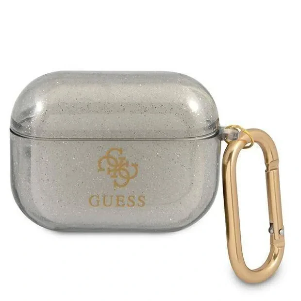 Husa Airpods Guess 4G TPU Glitter pentru Airpods 3 Black