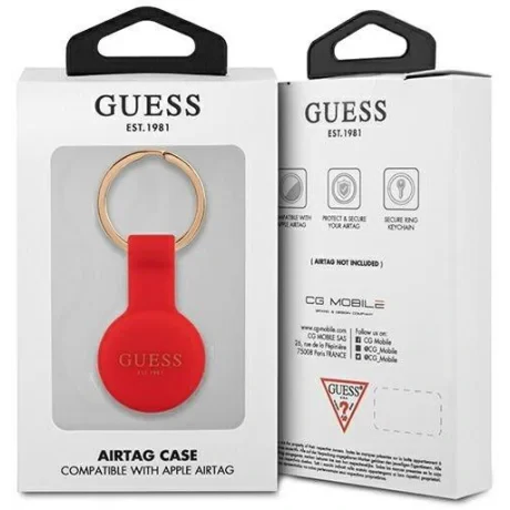 Husa Guess Liquid Silicone Classic Logo AirTag  Red