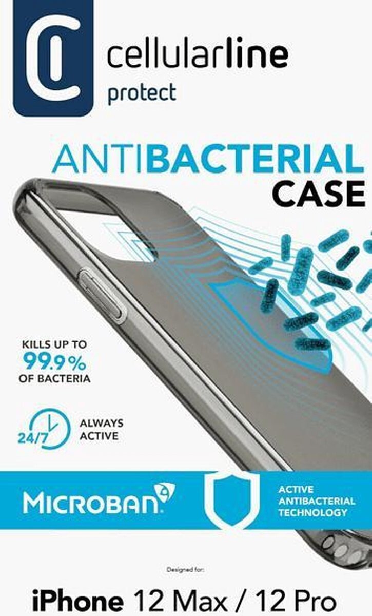 Husa Cover Cellularline Hard Antimicrobial pentru iPhone 12/12 Pro Negru thumb