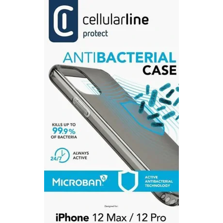 Husa Cover Cellularline Hard Antimicrobial pentru iPhone 12/12 Pro Negru