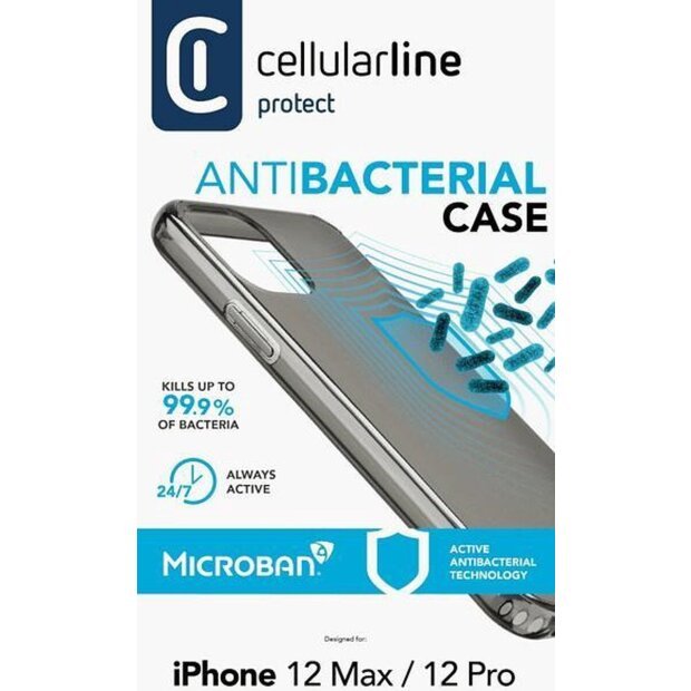 Husa Cover Cellularline Hard Antimicrobial pentru iPhone 12/12 Pro Negru