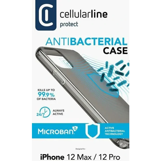 Husa Cover Cellularline Hard Antimicrobial pentru iPhone 12/12 Pro Negru