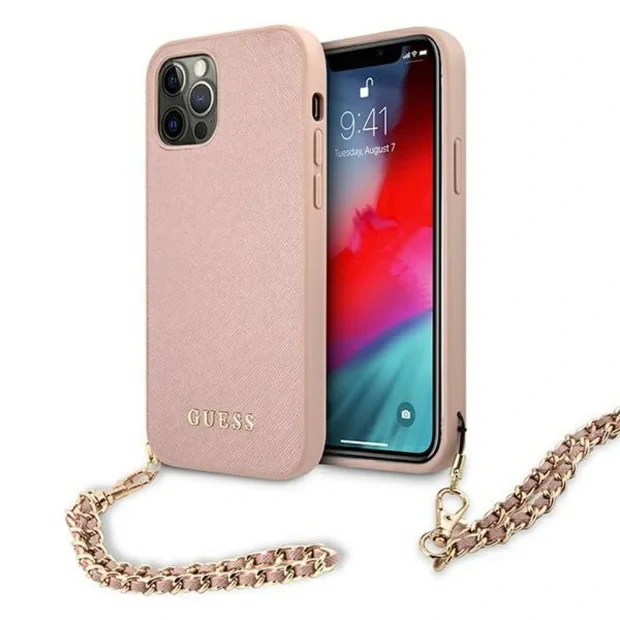Husa Cover Guess Saffiano Chain pentru iPhone 11 Pink
