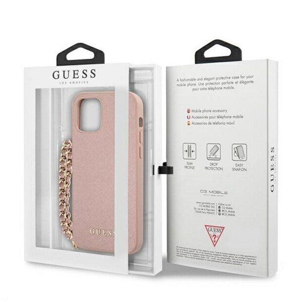 Husa Cover Guess Saffiano Chain pentru iPhone 11 Pink