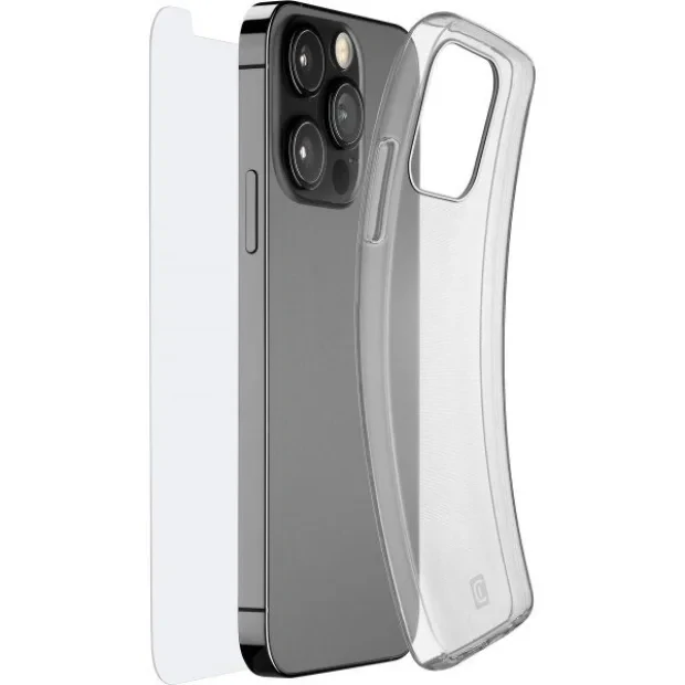 Pachet Husa si Folie Cellularline pentru iPhone 13 Pro Transparent