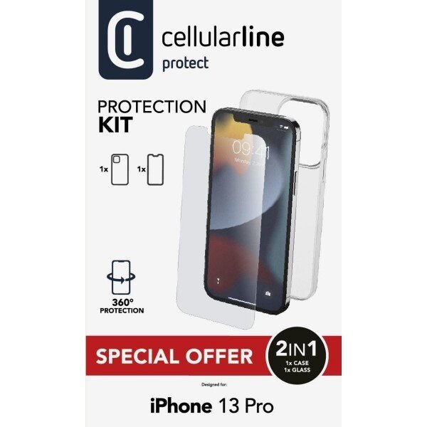 Pachet Husa si Folie Cellularline pentru iPhone 13 Pro Transparent thumb