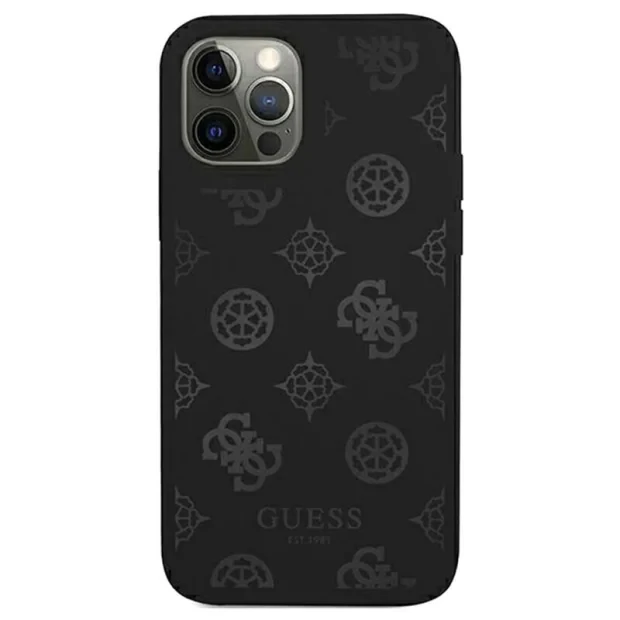 Husa Cover Guess Liquid Silicone pentru iPhone 12/12 Pro Tone On Tone Black