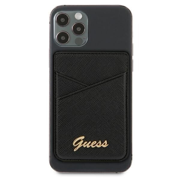 CardSlot Guess Saffiano Metal Logo Black thumb