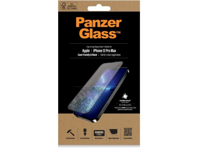 Folie Sticla Panzer pentru iPhone 13 Pro Max Negru thumb