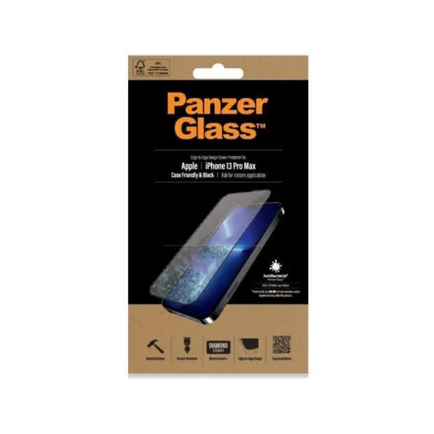 Folie Sticla Panzer pentru iPhone 13 Pro Max Negru
