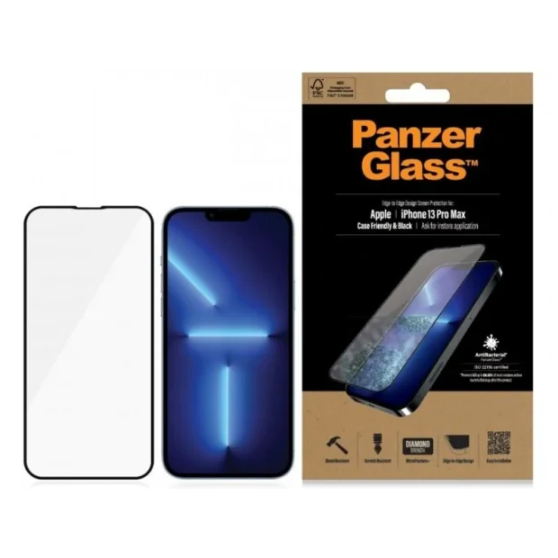 Folie Sticla Panzer pentru iPhone 13 Pro Max Negru