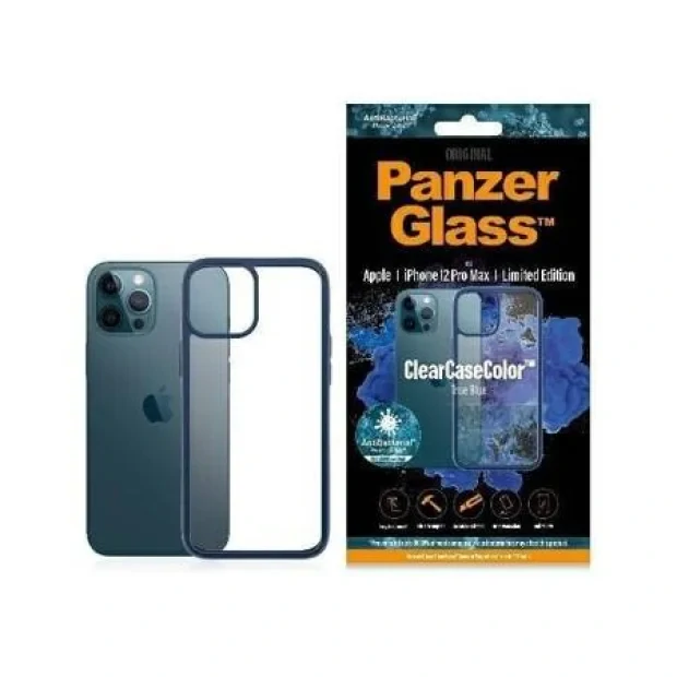 Husa Cover Panzer Clear Case pentru iPhone 12 Pro Max Albastru