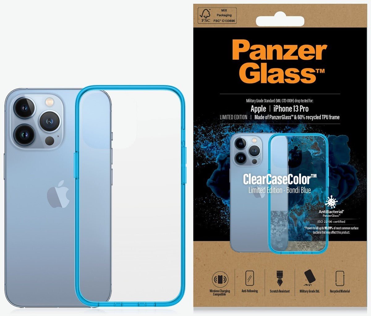 Husa Cover Panzer Clear Case pentru iPhone 13 Pro Albastru thumb