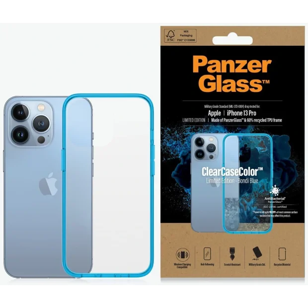 Husa Cover Panzer Clear Case pentru iPhone 13 Pro Albastru