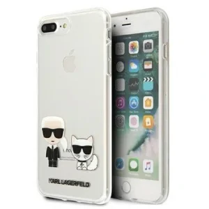 Husa Cover Glitter Signature pentru iPhone 7/8 Plus Karl Lagerfeld Transparent