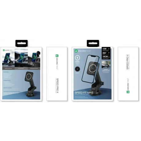 Suport Auto AmaizingThing cu Incarcare Wireless Negru