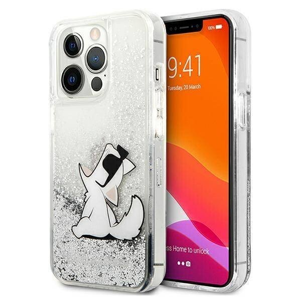 Husa Cover Karl Lagerfeld Choupette Head Glitter Kryt pentru iPhone 13 Pro Silver thumb