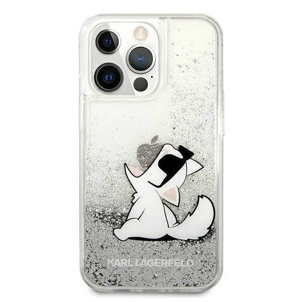 Husa Cover Karl Lagerfeld Choupette Head Glitter Kryt pentru iPhone 13 Pro Silver thumb