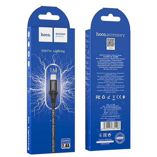 Cablu Date Lightning Hoco X50 Excellent 1m Negru thumb