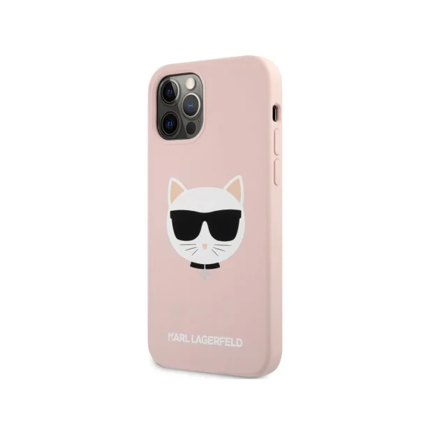 Husa Cover Karl Lagerfeld Choupette Head Silicone pentru iPhone 12/12 Pro Pink