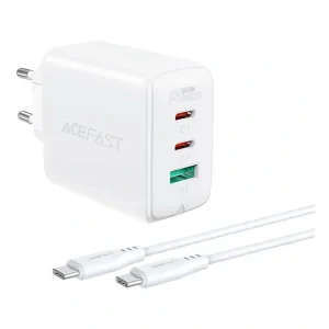 Set Incarcator Retea + Cablu Date Type C to Type C Micro PD65W Alb