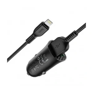 Set Incarcator Auto + Cablu Date Lightning Hoco Z39 2XUSB QC 3.0 Negru