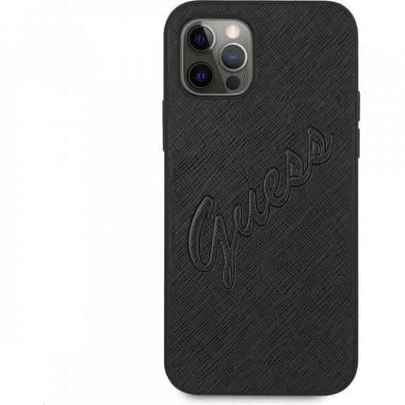 Husa Cover Guess PU Saffiano Vintage Script Pentru iPhone 12/12 Pro Black thumb