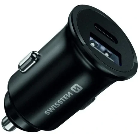 Incarcator Auto Swissten 1xUSB 1xType-C cu Incarcare Rapida pentru Iphone 12 20W Negru