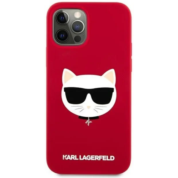 Husa Cover Karl Lagerfeld Choupette Head Silicone pentru iPhone 12 Pro Max Red