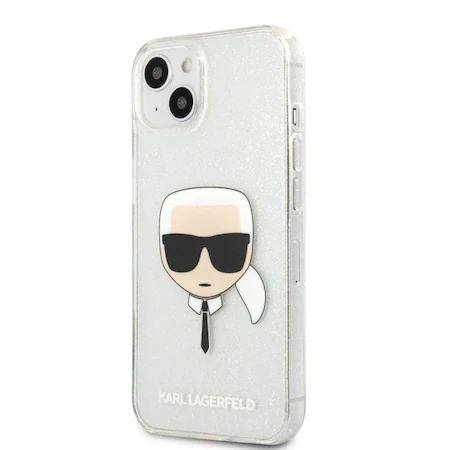Husa Cover Karl Lagerfeld Full Glitter Karl Head pentru iPhone 13 Silver thumb
