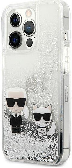 Husa Cover Karl Lagerfeld Liquid Glitter Karl & Choupette pentru iPhone 13 Pro Silver thumb