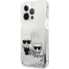 Husa Cover Karl Lagerfeld Liquid Glitter Karl &amp; Choupette pentru iPhone 13 Pro Silver