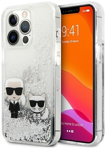 Husa Cover Karl Lagerfeld Liquid Glitter Karl & Choupette pentru iPhone 13 Pro Silver thumb