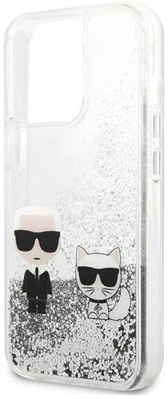 Husa Cover Karl Lagerfeld Liquid Glitter Karl & Choupette pentru iPhone 13 Pro Silver thumb