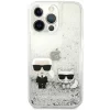 Husa Cover Karl Lagerfeld Liquid Glitter Karl &amp; Choupette pentru iPhone 13 Pro Silver