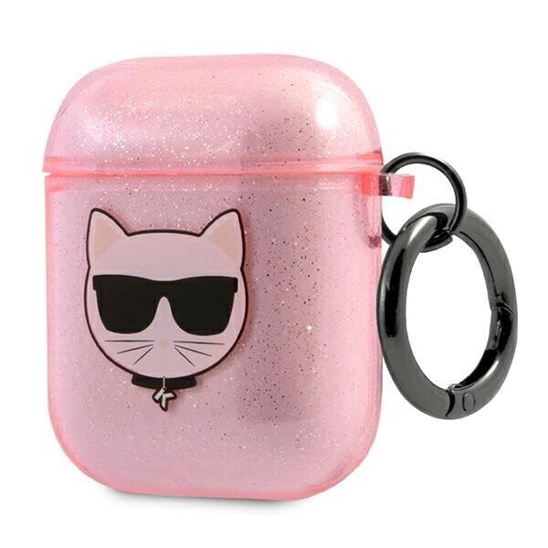 Husa Karl Lagerfeld Glitter Choupette Head pentru Airpods Pink thumb