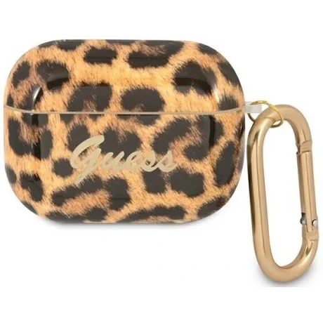 Husa Airpods Guess Leopard pentru Airpods Pro Brown